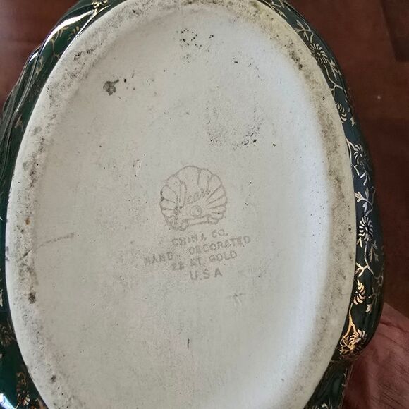 Vintage Green and Gold Ceramic Swan Fugurine Planter  Home Decor - Picture 8 of 8